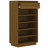 Shoe Cabinet Honey Brown 60x34x105 cm Solid Wood Pine - Rear View