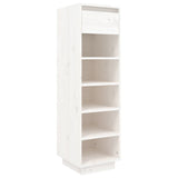Shoe Cabinet White 30x34x105 cm Solid Wood Pine - Front View