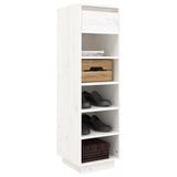 Shoe Cabinet White 30x34x105 cm Solid Wood Pine - Close-Up Angle