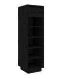 Shoe Cabinet Black 30x34x105 cm Solid Wood Pine - Front View