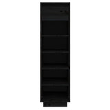Shoe Cabinet Black 30x34x105 cm Solid Wood Pine - Side View