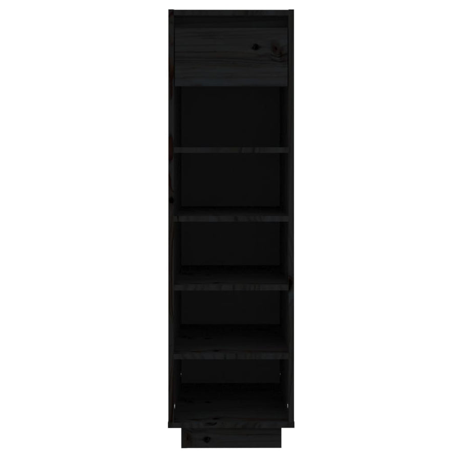Shoe Cabinet Black 30x34x105 cm Solid Wood Pine