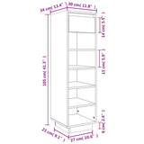 Shoe Cabinet Black 30x34x105 cm Solid Wood Pine