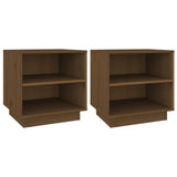 Bedside Cabinets 2 pcs Honey Brown 40x34x40 cm Solid Wood Pine - Front View