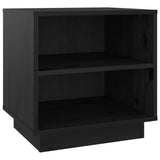 Bedside Cabinet Black 40x34x40 cm Solid Wood Pine - Front View