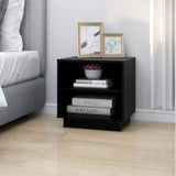 Bedside Cabinet Black 40x34x40 cm Solid Wood Pine - Side View