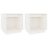 Bedside Cabinets 2 pcs White 40x30x40 cm Solid Wood Pine - Front View
