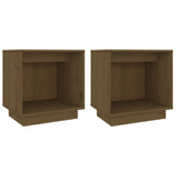 Bedside Cabinets 2 pcs Honey Brown 40x30x40 cm Solid Wood Pine - Front View
