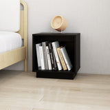 Bedside Cabinets 2 pcs Black 40x30x40 cm Solid Wood Pine - Side View