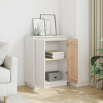 Sideboard White 60x34x75 cm Solid Wood Pine