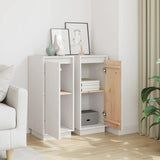 Sideboards 2 pcs White 31.5x34x75 cm Solid Wood Pine - Side View