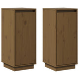 Sideboards 2 pcs Honey Brown 31.5x34x75 cm Solid Wood Pine - Front View