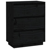 Sideboard Black 60x34x75 cm Solid Wood Pine - Front View