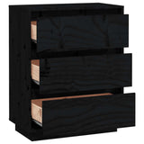 Sideboard Black 60x34x75 cm Solid Wood Pine