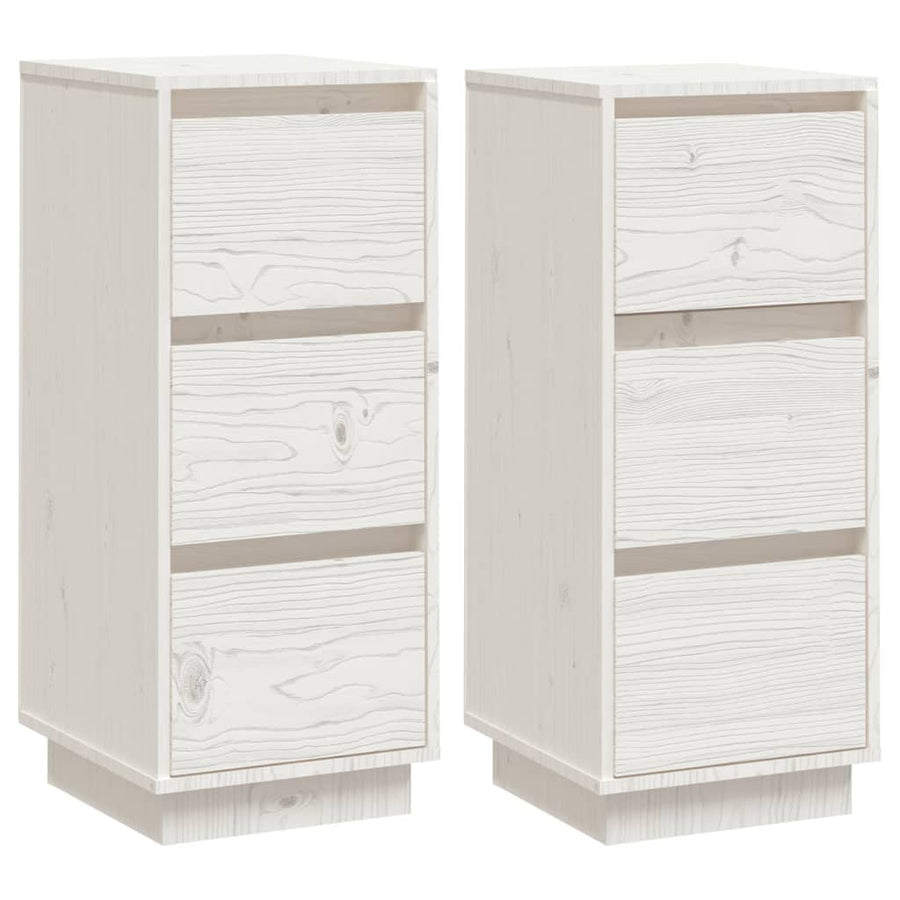 Sideboards 2 pcs White 32x34x75 cm Solid Wood Pine