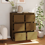 Sideboards 2 pcs Honey Brown 32x34x75 cm Solid Wood Pine - Side View