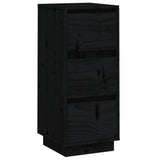 Sideboard Black 32x34x75 cm Solid Wood Pine - Front View
