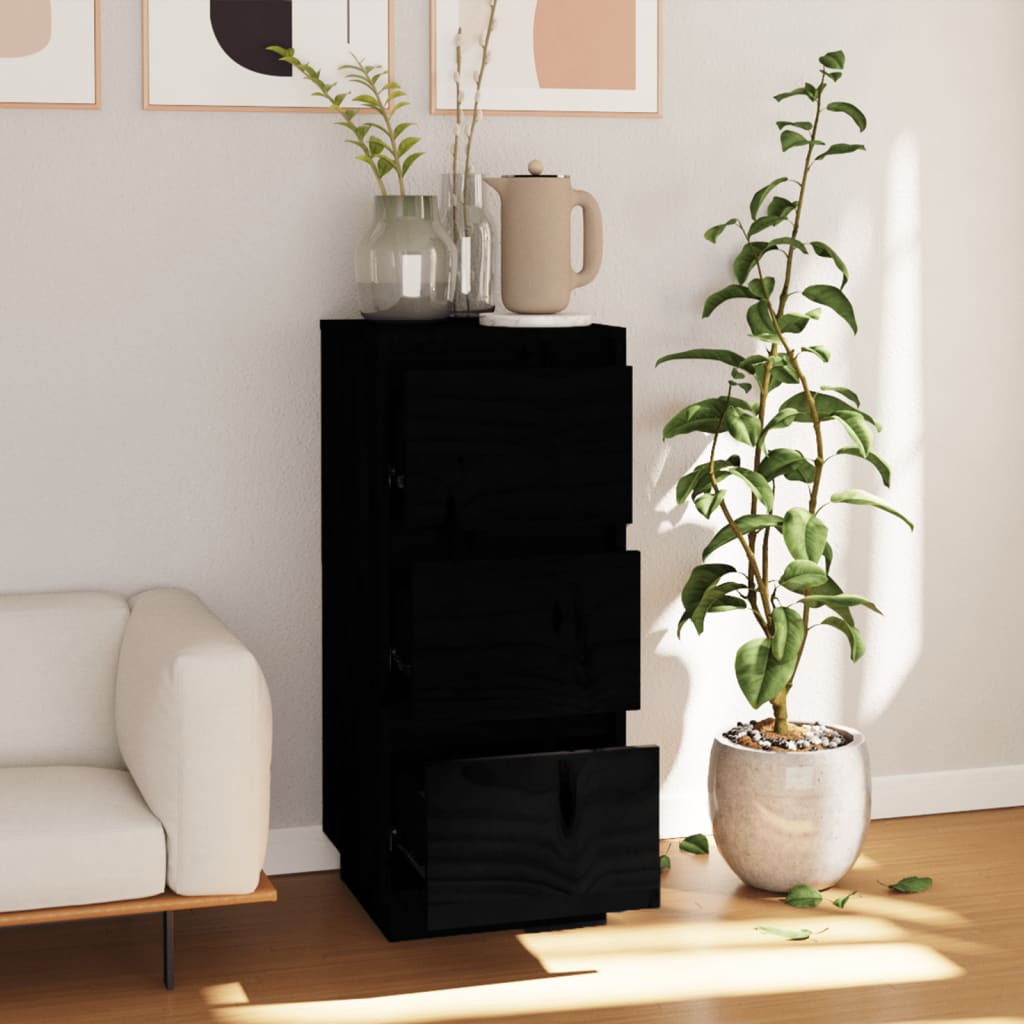 Sideboard Black 32x34x75 cm Solid Wood Pine