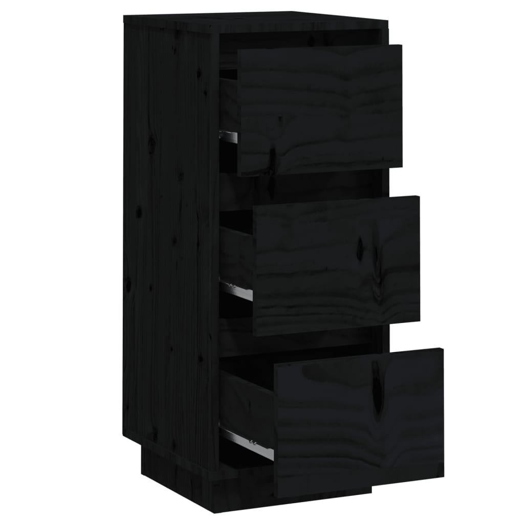 Sideboard Black 32x34x75 cm Solid Wood Pine