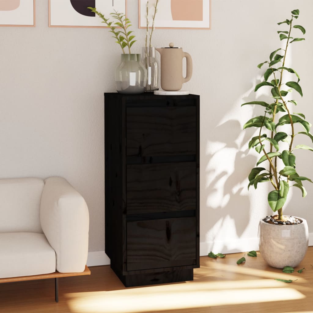 Sideboard Black 32x34x75 cm Solid Wood Pine