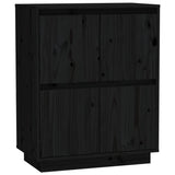 Sideboard Black 60x34x75 cm Solid Wood Pine - Front View