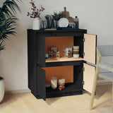 Sideboard Black 60x34x75 cm Solid Wood Pine - Side View