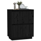 Sideboard Black 60x34x75 cm Solid Wood Pine - Top-Down View