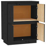 Sideboard Black 60x34x75 cm Solid Wood Pine - Rear View