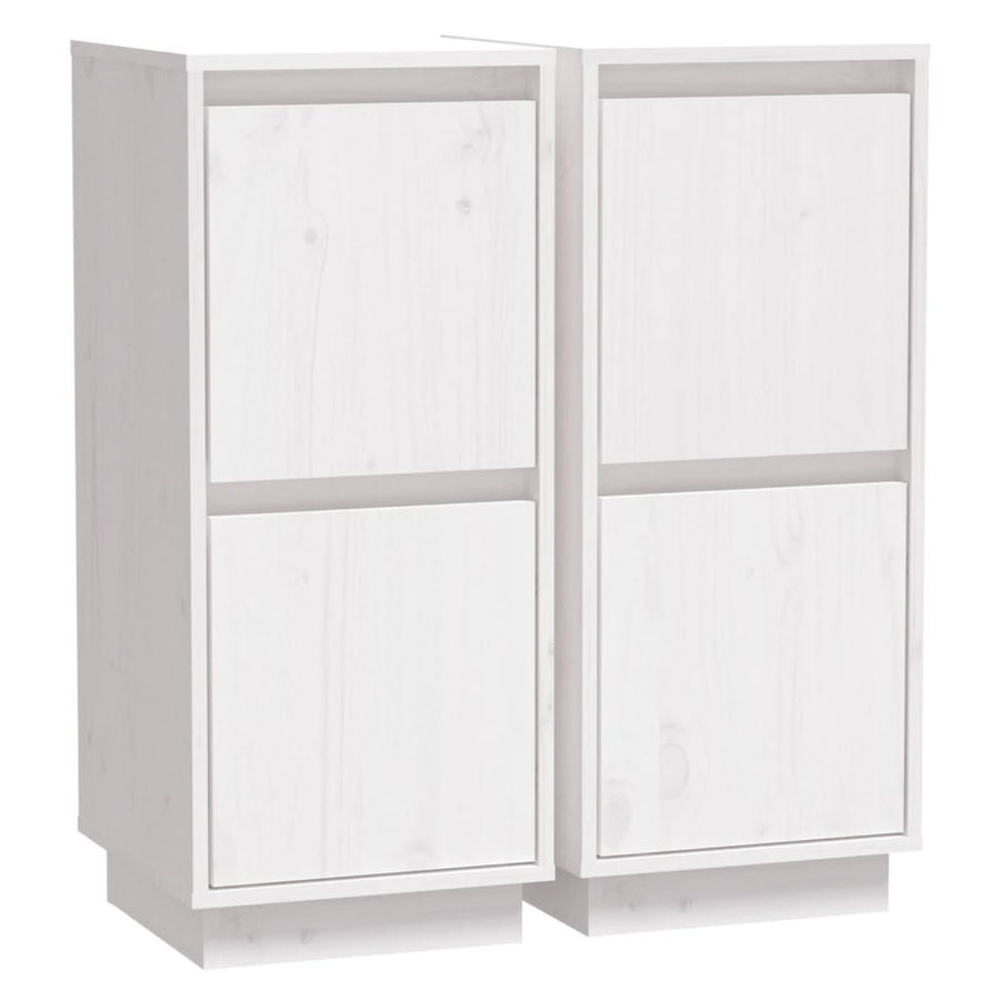 Sideboards 2 pcs White 31.5x34x75 cm Solid Wood Pine