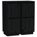 Sideboards 2 pcs Black 31.5x34x75 cm Solid Wood Pine