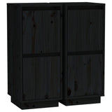 Sideboards 2 pcs Black 31.5x34x75 cm Solid Wood Pine - Front View