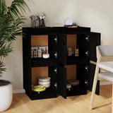 Sideboards 2 pcs Black 31.5x34x75 cm Solid Wood Pine - Side View