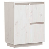Sideboard White 60x34x75 cm Solid Wood Pine - Front View