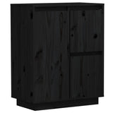 Sideboard Black 60x34x75 cm Solid Wood Pine - Front View