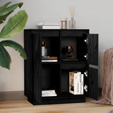Sideboard Black 60x34x75 cm Solid Wood Pine - Side View