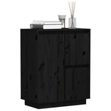 Sideboard Black 60x34x75 cm Solid Wood Pine - Top-Down View
