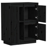 Sideboard Black 60x34x75 cm Solid Wood Pine - Rear View