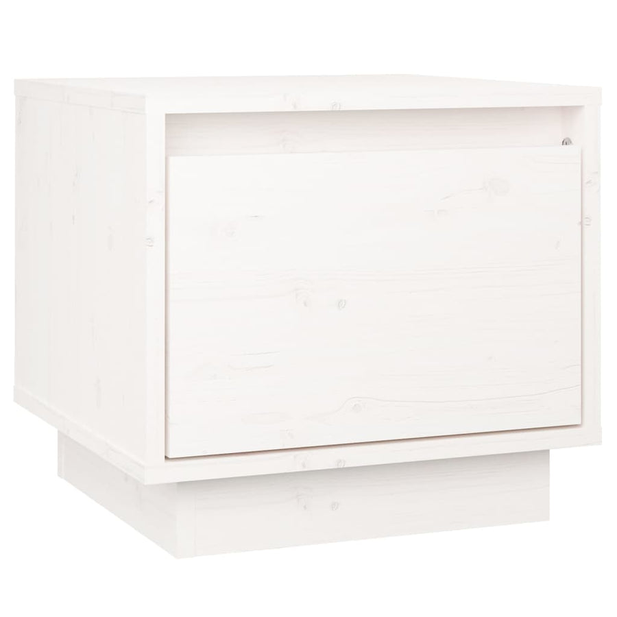 Bedside Cabinet White 35x34x32 cm Solid Wood Pine