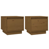 Bedside Cabinets 2 pcs Honey Brown 35x34x32 cm Solid Wood Pine - Front View