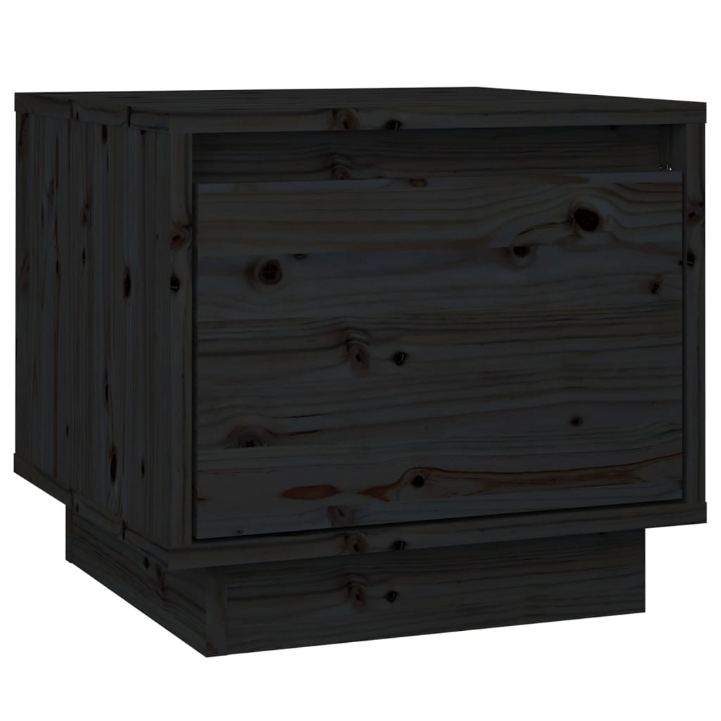 Bedside Cabinet Black 35x34x32 cm Solid Wood Pine