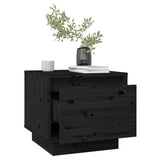 Bedside Cabinet Black 35x34x32 cm Solid Wood Pine
