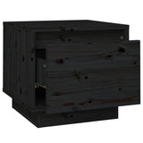 Bedside Cabinet Black 35x34x32 cm Solid Wood Pine
