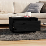 Coffee Table Black 55x56x32 cm Solid Wood Pine - Close-Up Angle