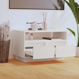 TV Cabinet White 60x35x37 cm Solid Wood Pine - Side View