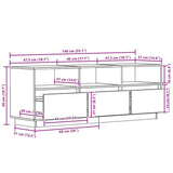 TV Cabinet 140x37x50 cm Solid Wood Pine - Extra Image