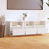 TV Cabinet White 140x37x50 cm Solid Wood Pine - Side View