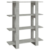 Book Cabinet/Room Divider Concrete Grey 100x30x123.5 cm - Front View