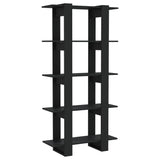 Book Cabinet/Room Divider Black 80x30x160 cm Engineered Wood - Front View