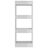 Book Cabinet/Room Divider High Gloss White 40x30x103 cm Engineered Wood - 45-Degree Angle