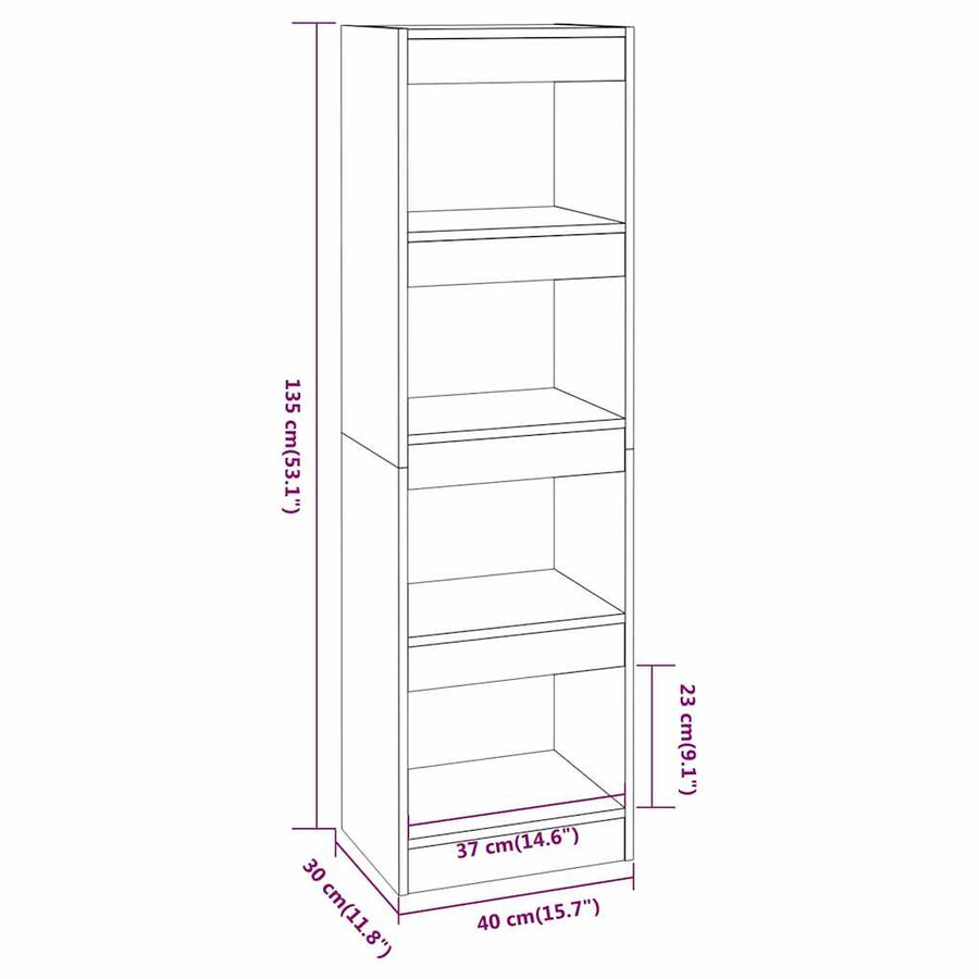 Book Cabinet/Room Divider Sonoma Oak 40x30x135 cm